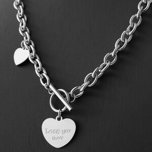 New Engraved love You More heart Necklace 19"